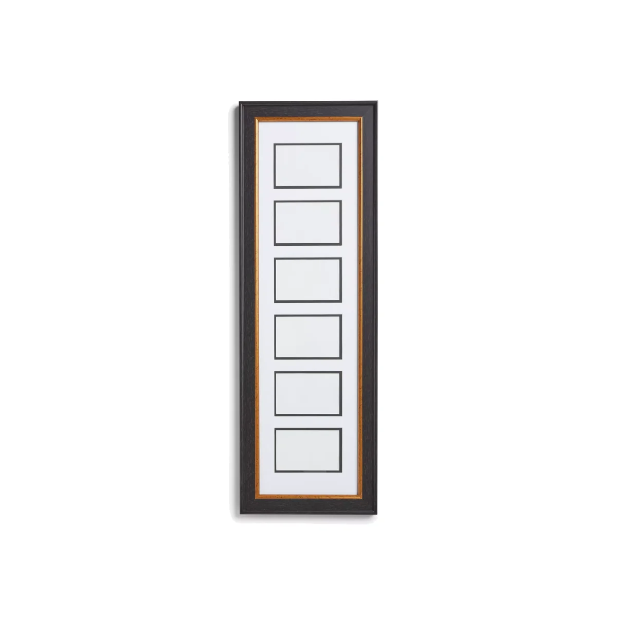 John Lewis & Partners Multi-aperture Photo Frame, 6 Photo, 4 x 6 (10 x 15cm), Black/Gold – image 1