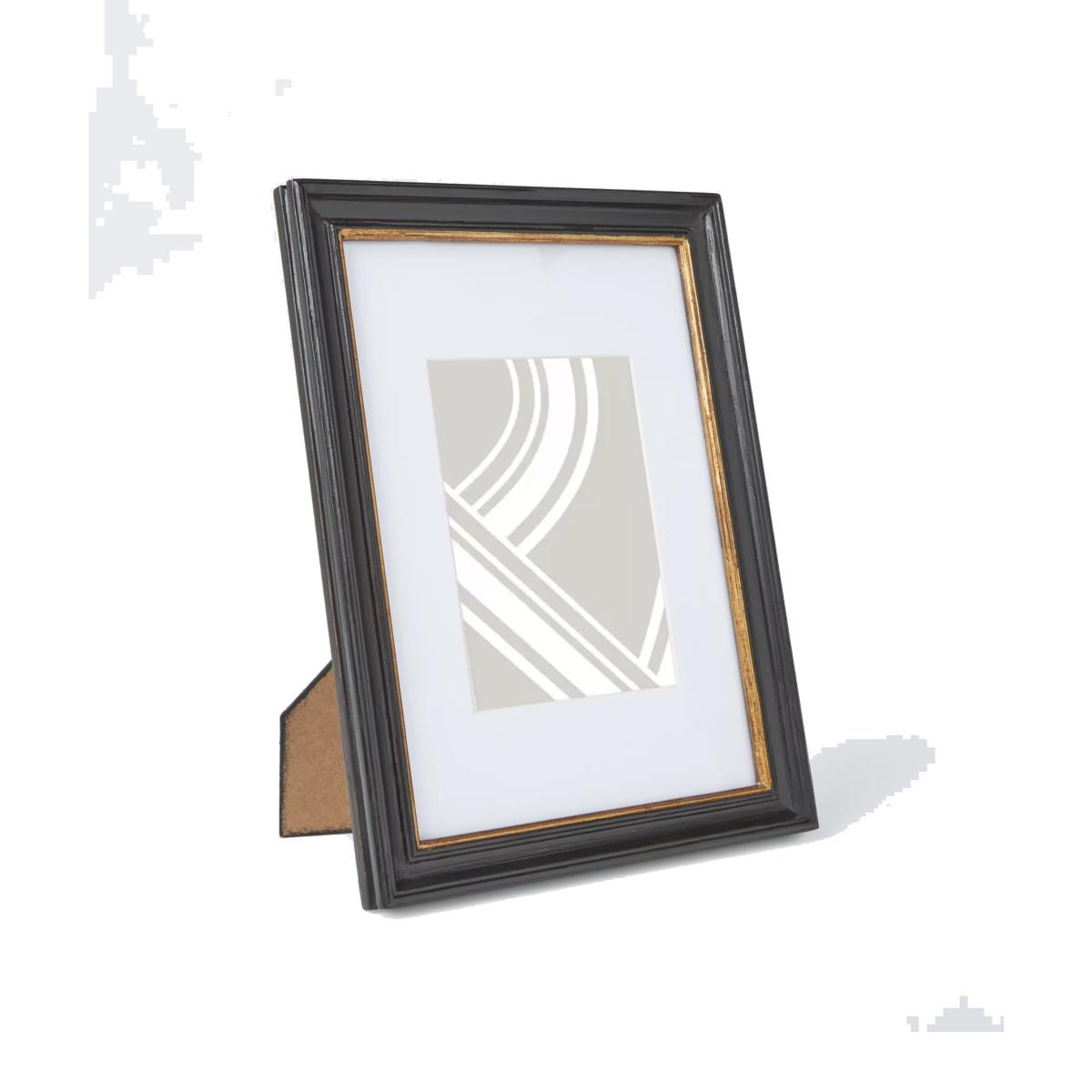 John Lewis Georgian Wood Photo Frame & Mount, 5 x 7" (13 x 18cm), Black/Gold – image 1