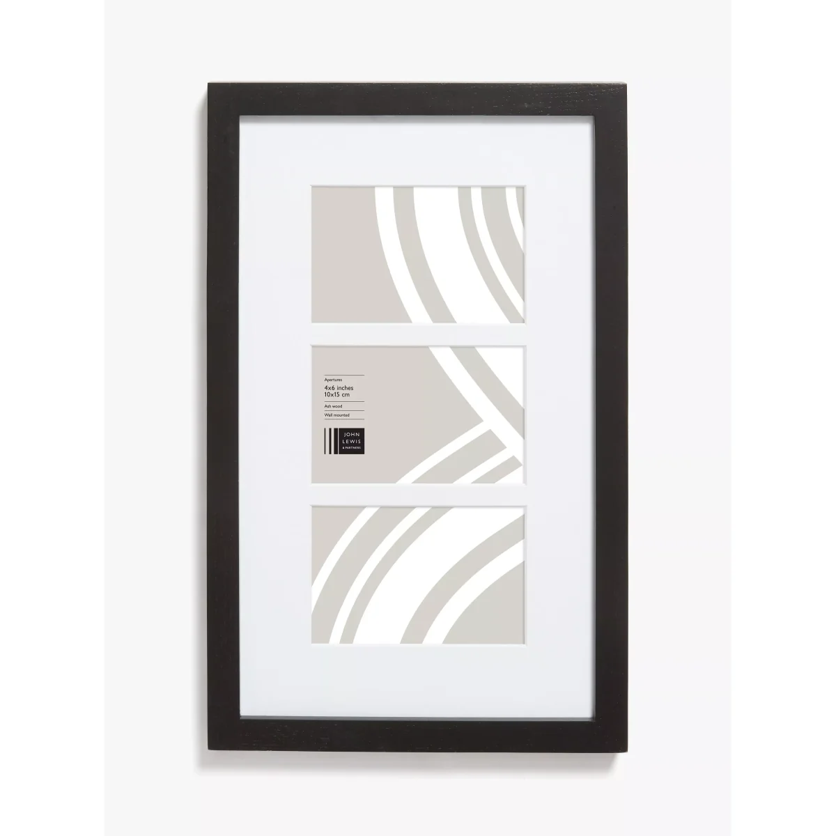 John Lewis & Partners Grove Ash Wood Multi-aperture Photo Frame, 3 Photo, 4 x 6 (10 x 15cm), Black – image 2
