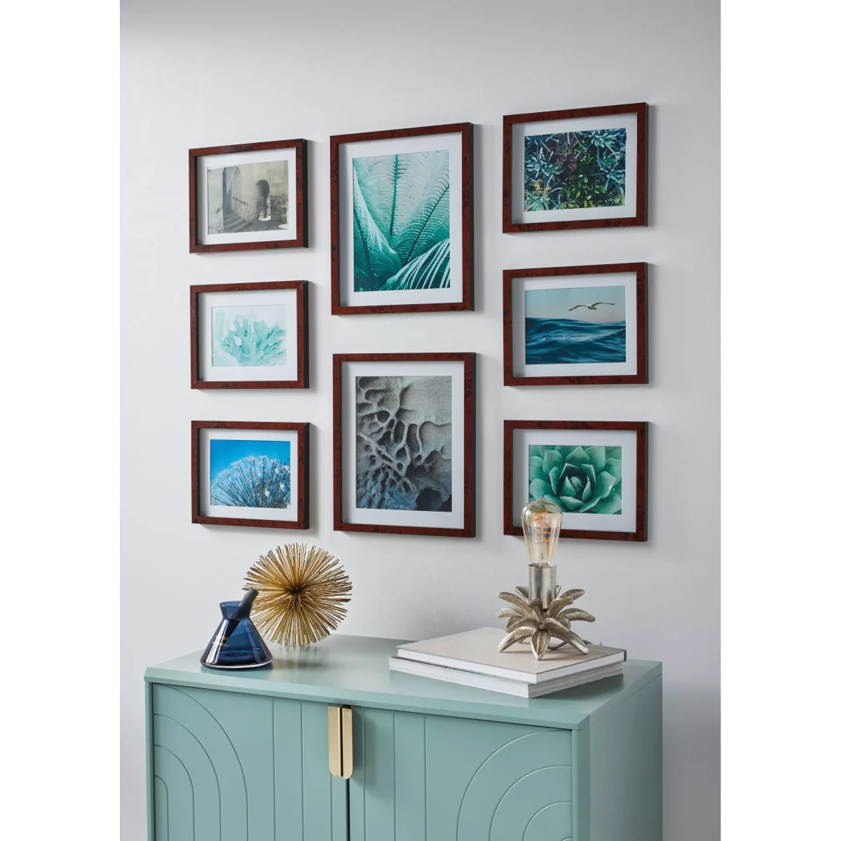 John Lewis & Partners Gallery Set Multi-aperture Photo Frames, 8 Photo, Walnut – image 2