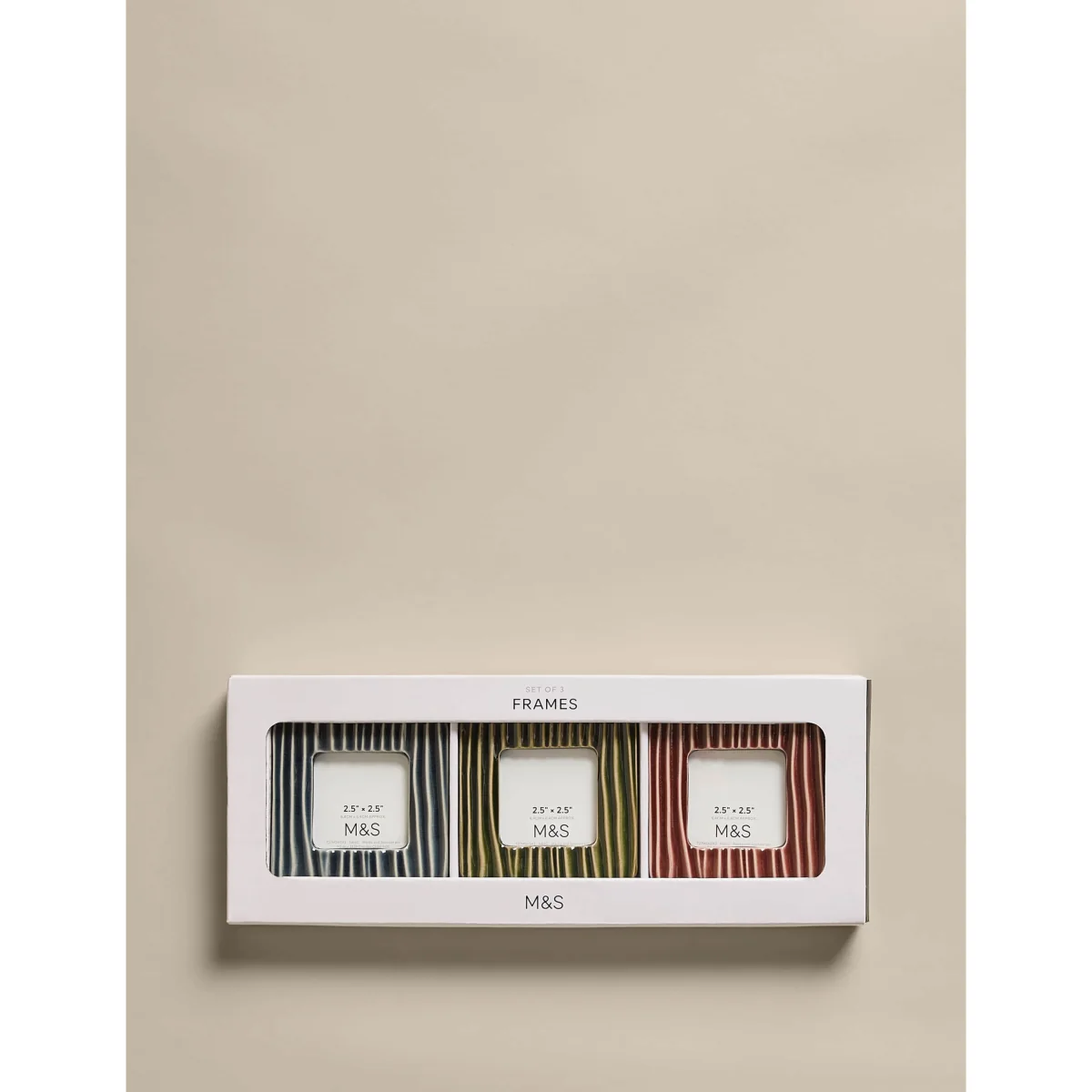 M&S Set of 3 Ceramic Textured Line Photo Frames Multi – image 3