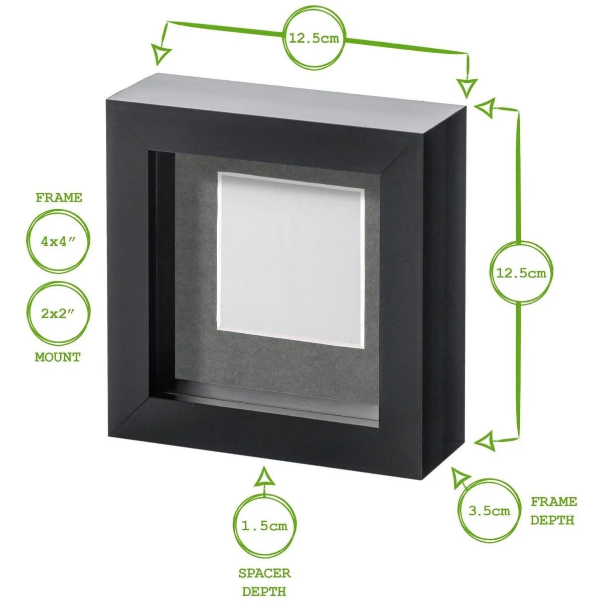 4" x 4" White 3D Box Photo Frames - 2" x 2" Mount - White - Pack of 5 - White/White – image 2