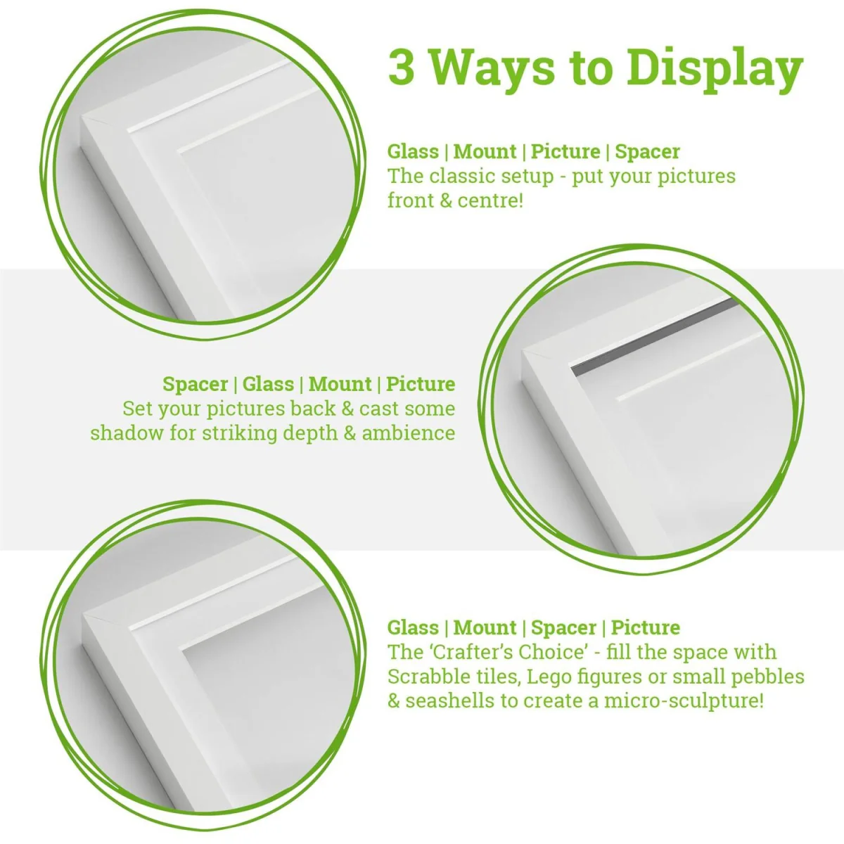 4" x 4" White 3D Box Photo Frames - 2" x 2" Mount - White - Pack of 5 - White/White – image 6