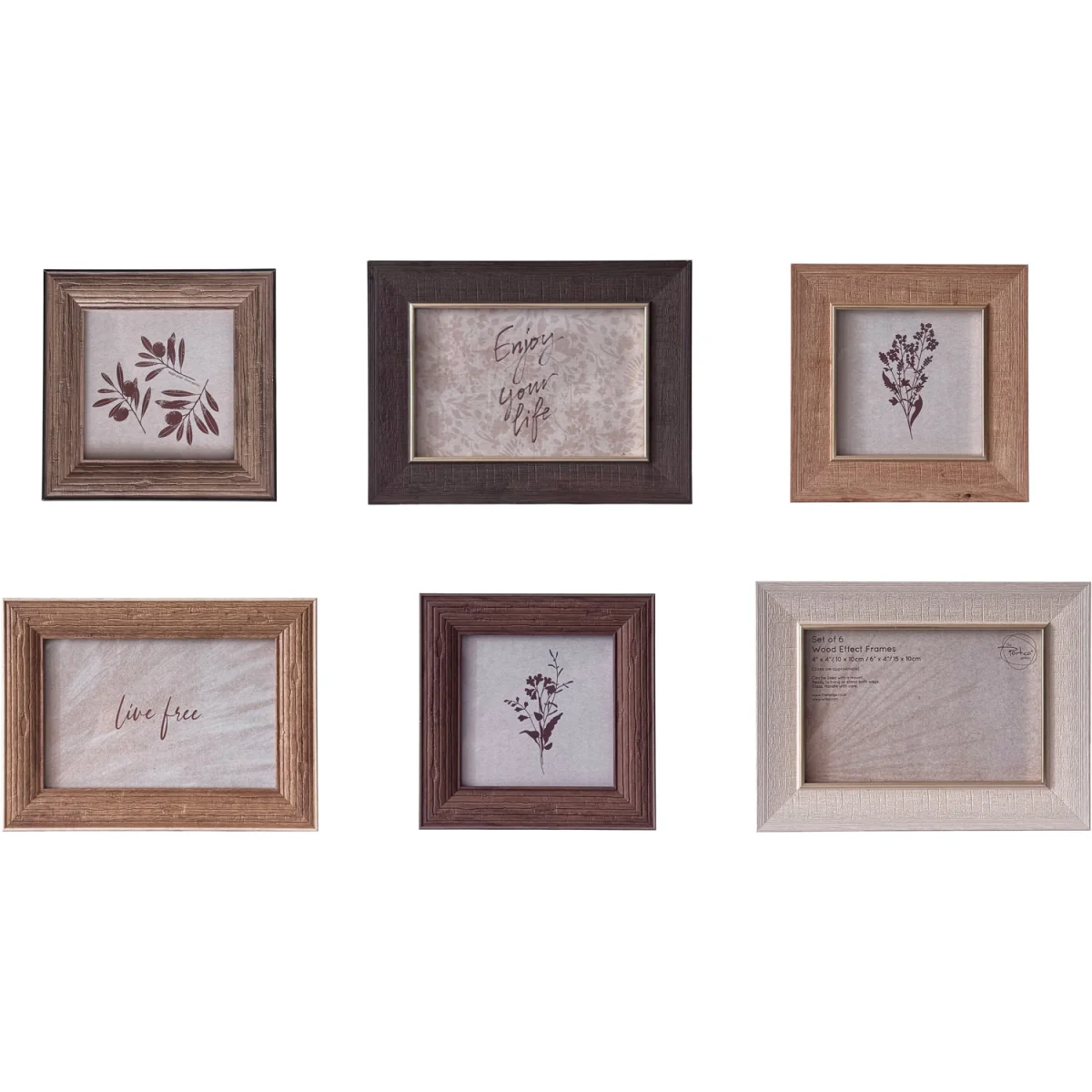 Set of 6 Wood Effect Photo Frames – image 2