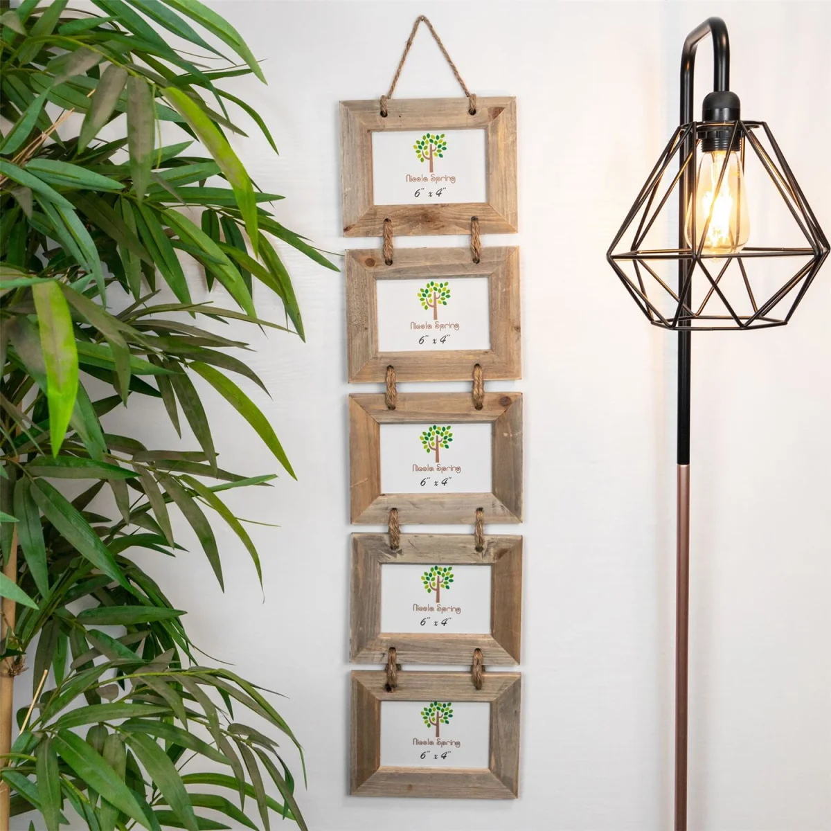 Rustic Wooden Hanging 5 Photo Frame - 6 x 4" - Natural - Pack of 5 - Brown – image 7