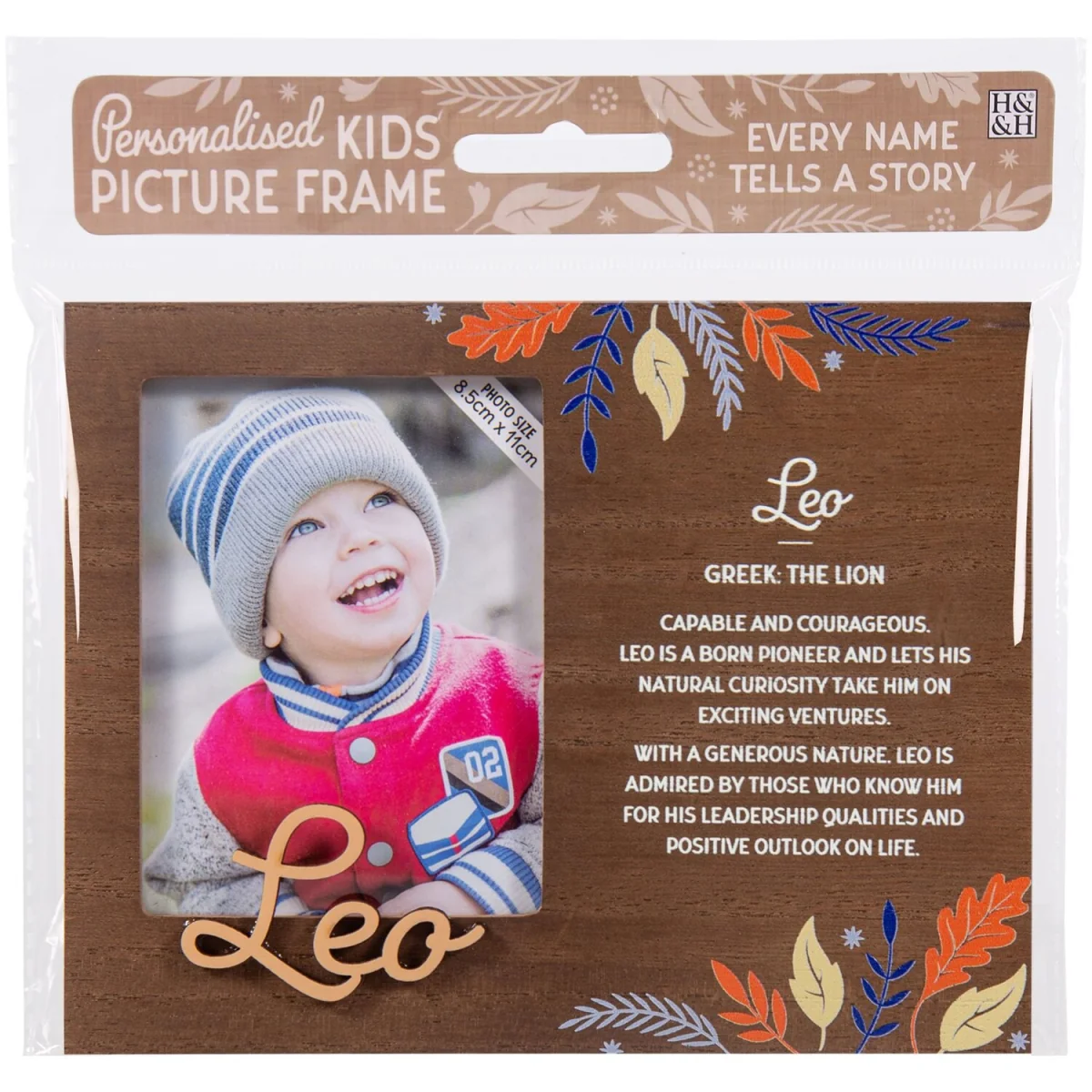 Leo Pre-personalised Child's Picture Frame - Dark Brown – image 2