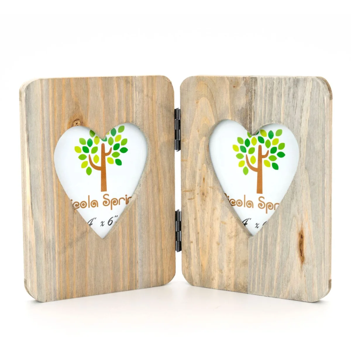 Rustic Hearts Folding 2 Photo Frames - 4 x 6" - Natural - Pack of 5 - Brown – image 3