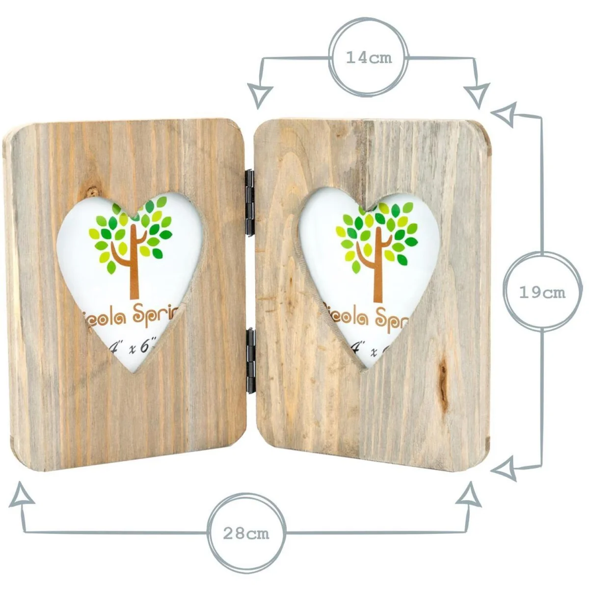 Rustic Hearts Folding 2 Photo Frames - 4 x 6" - Natural - Pack of 5 - Brown – image 7
