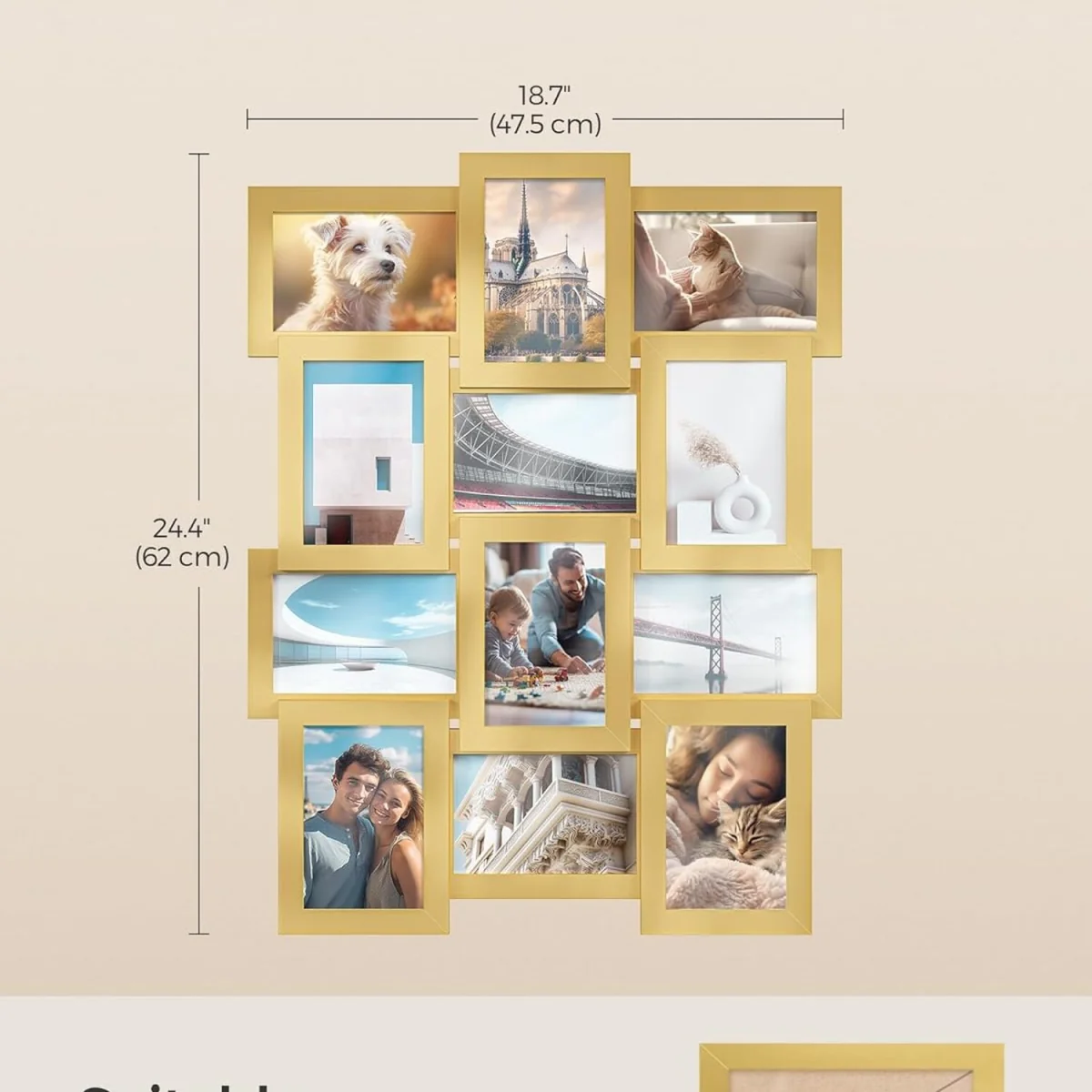 Collage Picture Frames, 12 for 4x6 Photos, Collage Photo for Wall - Gold – image 5