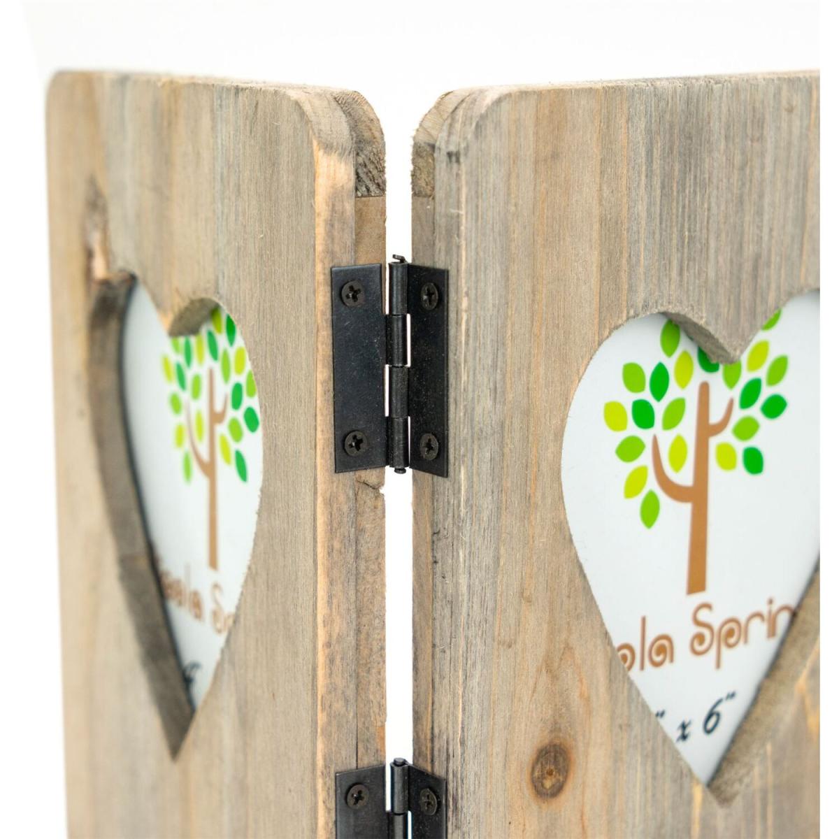 4x6" Rustic Hearts Folding 3 Photo Frame Natural - Brown – image 4