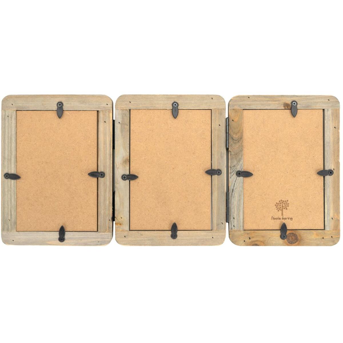 4x6" Rustic Hearts Folding 3 Photo Frame Natural - Brown – image 5