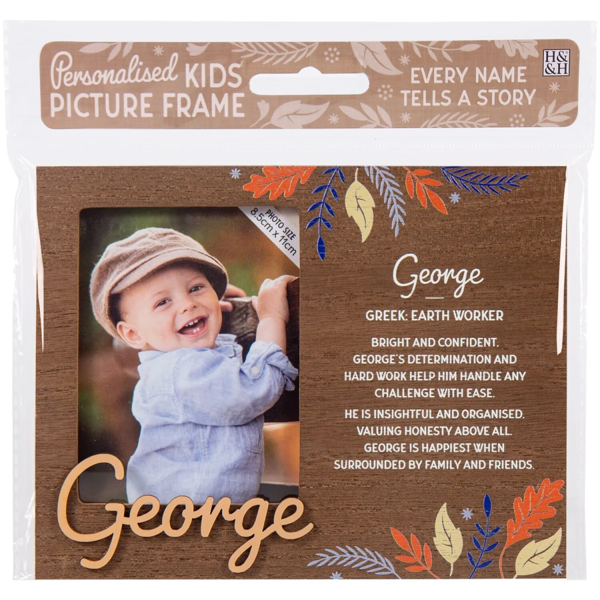 George Pre-personalised Child's Picture Frame - Light Brown – image 2