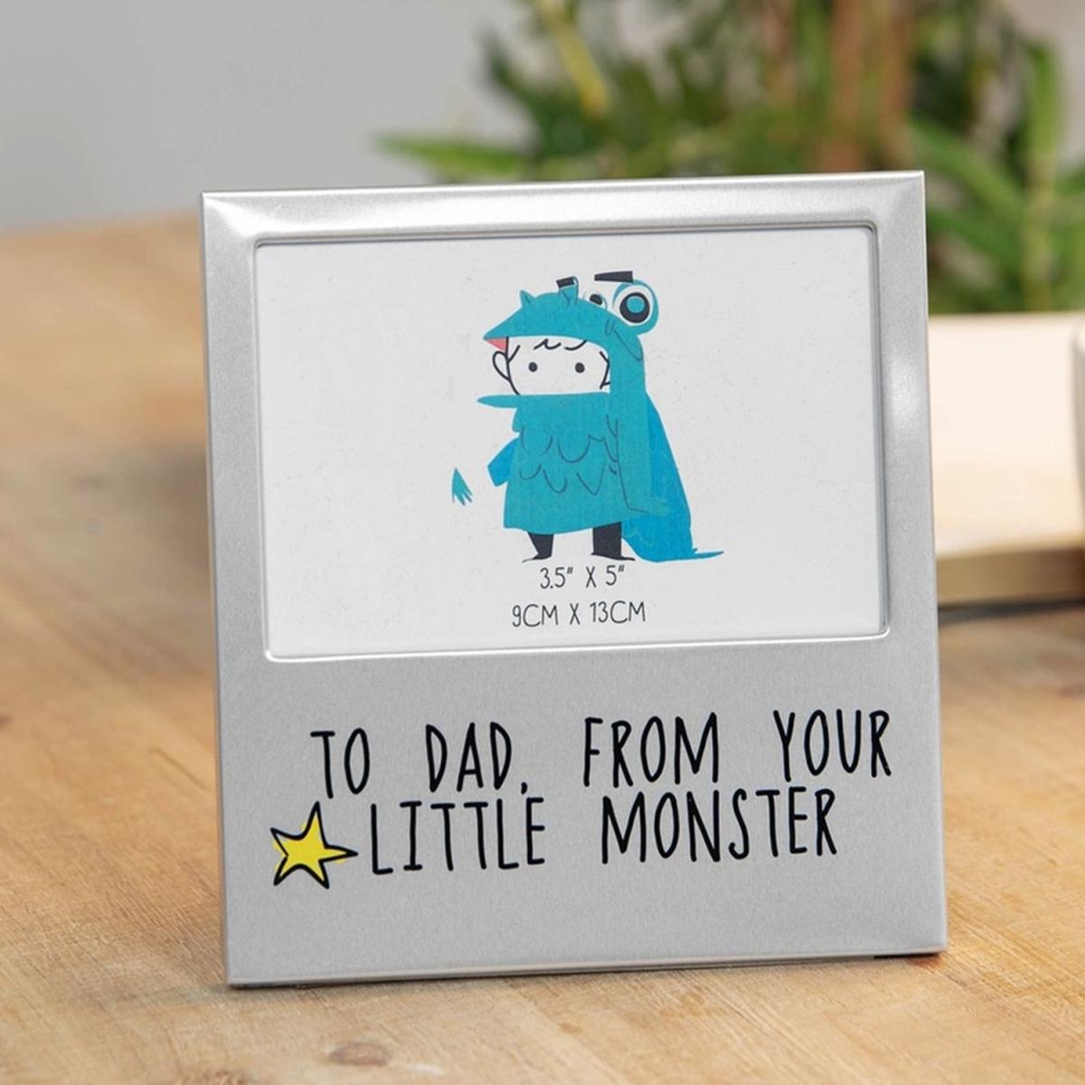 Aluminium Little Monster Dad Photo Frame - Silver