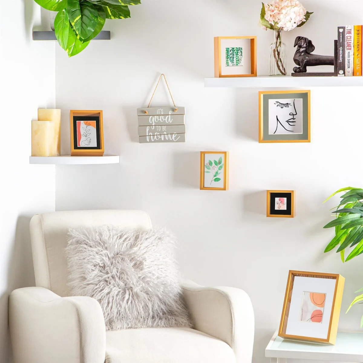 3D Deep Box Photo Frames - 8 x 8" with 6 x 6" Mount - Light Wood/White - Pack of 2 - Light Wood/White – image 4