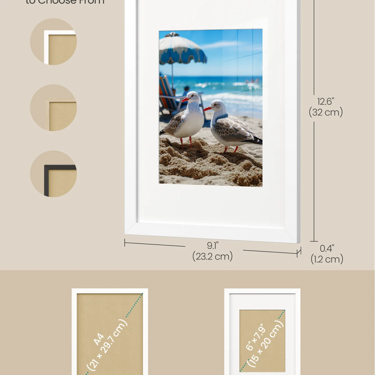 SONGMICS A4 Picture Frames, Photo Frames - White – image 2