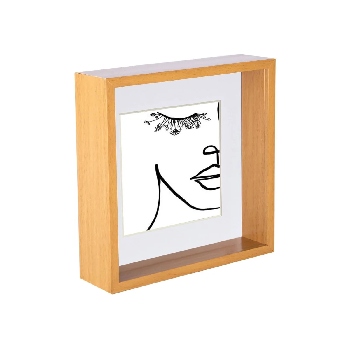 3D Deep Box Photo Frame - 8 x 8" with 6 x 6" Mount - Light Wood/White - Light Wood/White – image 1
