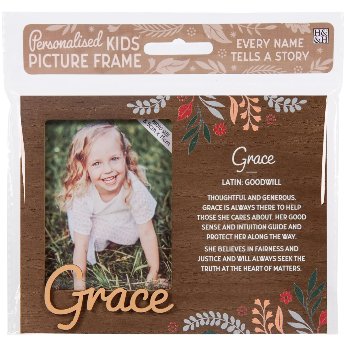 Grace Pre-personalised Child's Picture Frame - Dark Brown – image 2