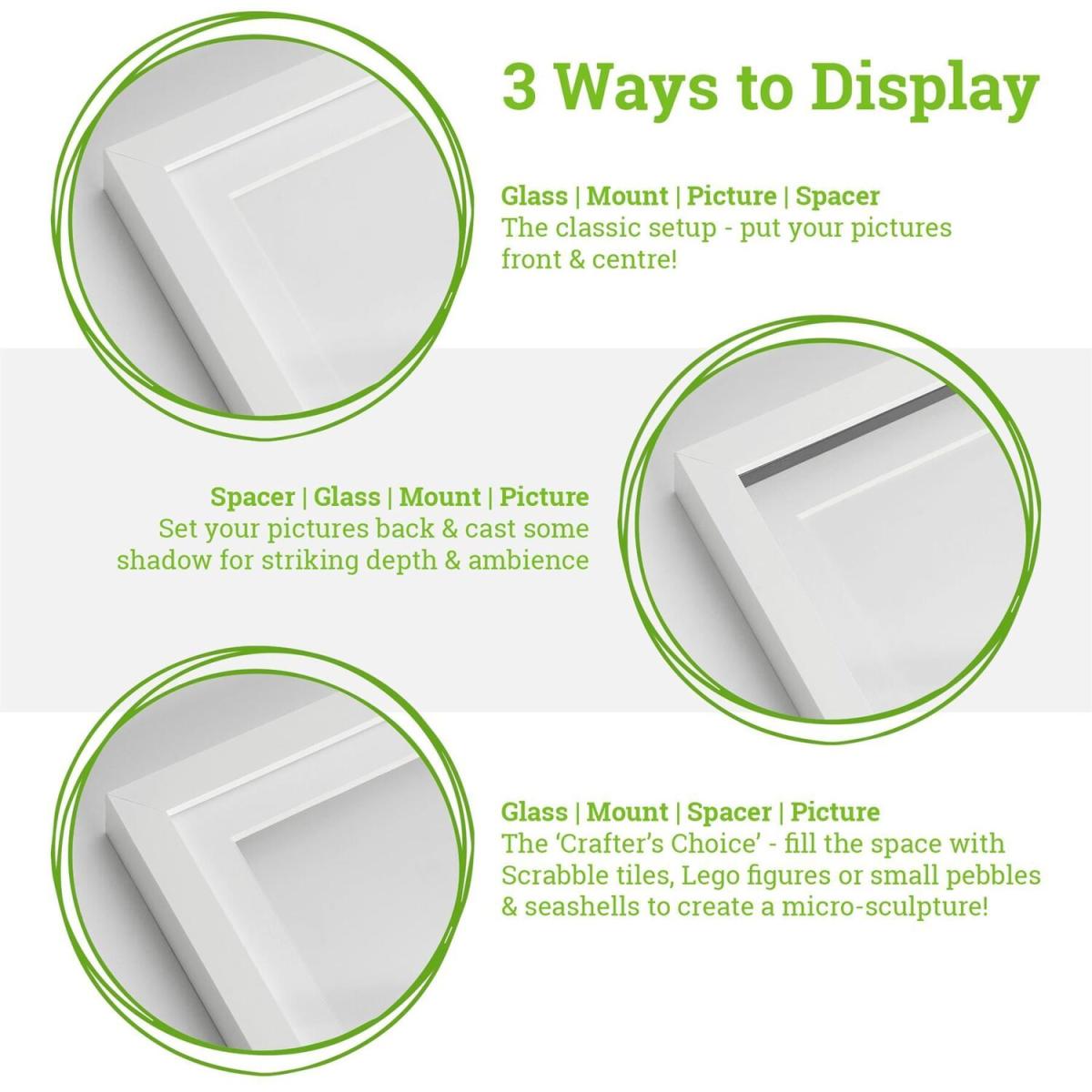 3D Deep Box Photo Frame - 8 x 8" with 6 x 6" Mount - Light Wood/Ivory – image 4