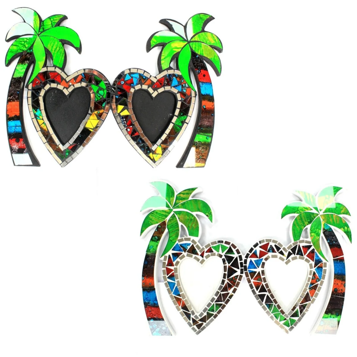 Heart Coconut Tree Double Mosaic Picture Frame Wall Mount - Multi – image 2