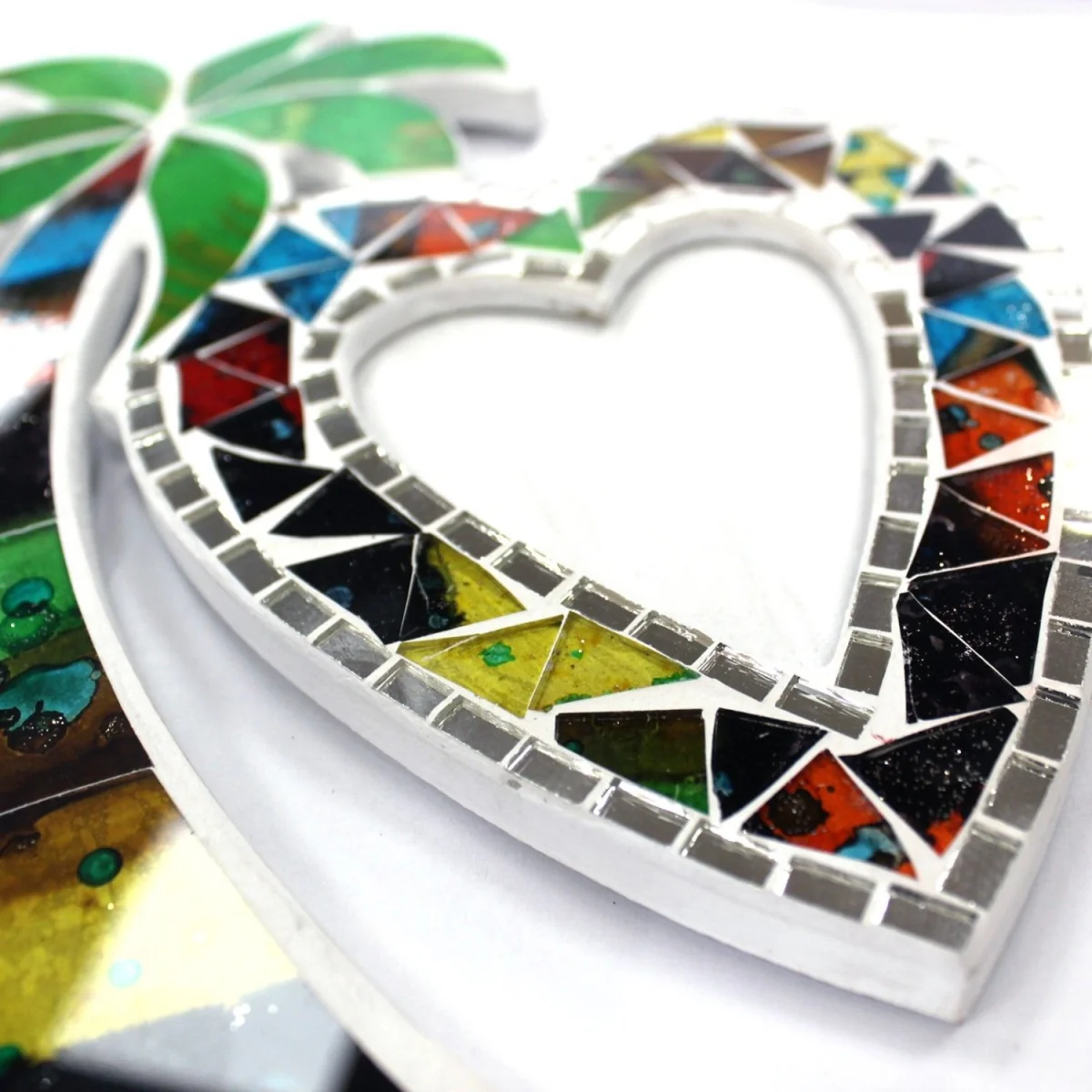 Heart Coconut Tree Double Mosaic Picture Frame Wall Mount - Multi – image 1