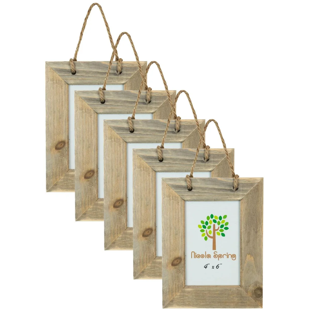 Rustic Hearts Hanging Photo Frames - 6 x 4" - Natural - Pack of 5 - Brown – image 2