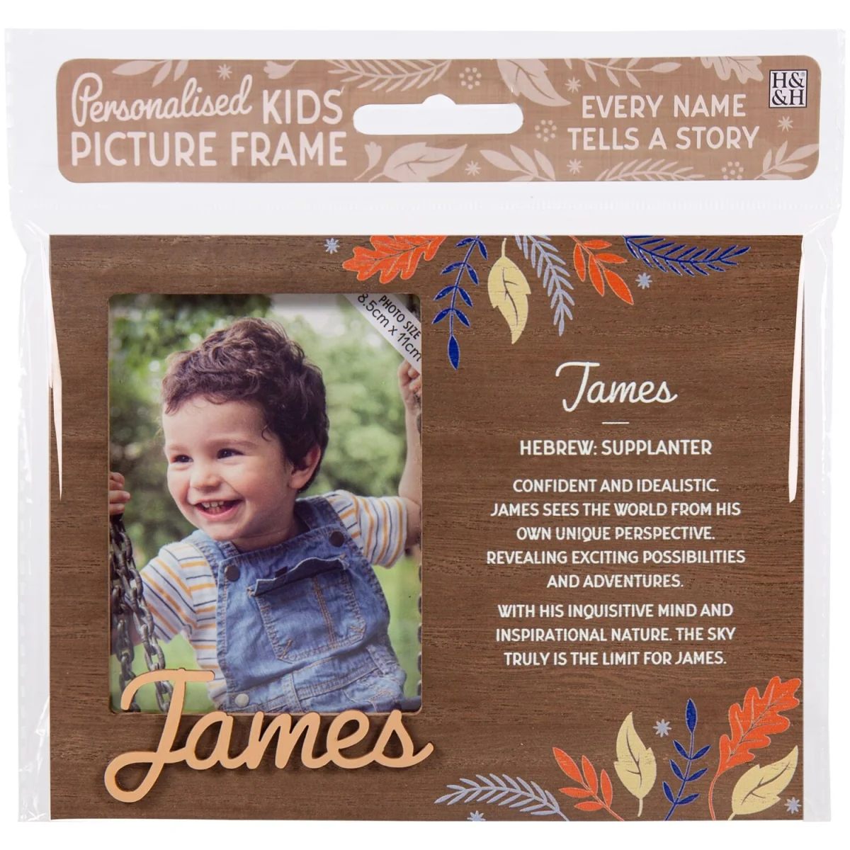 James Pre-personalised Child's Picture Frame - Light Brown – image 2