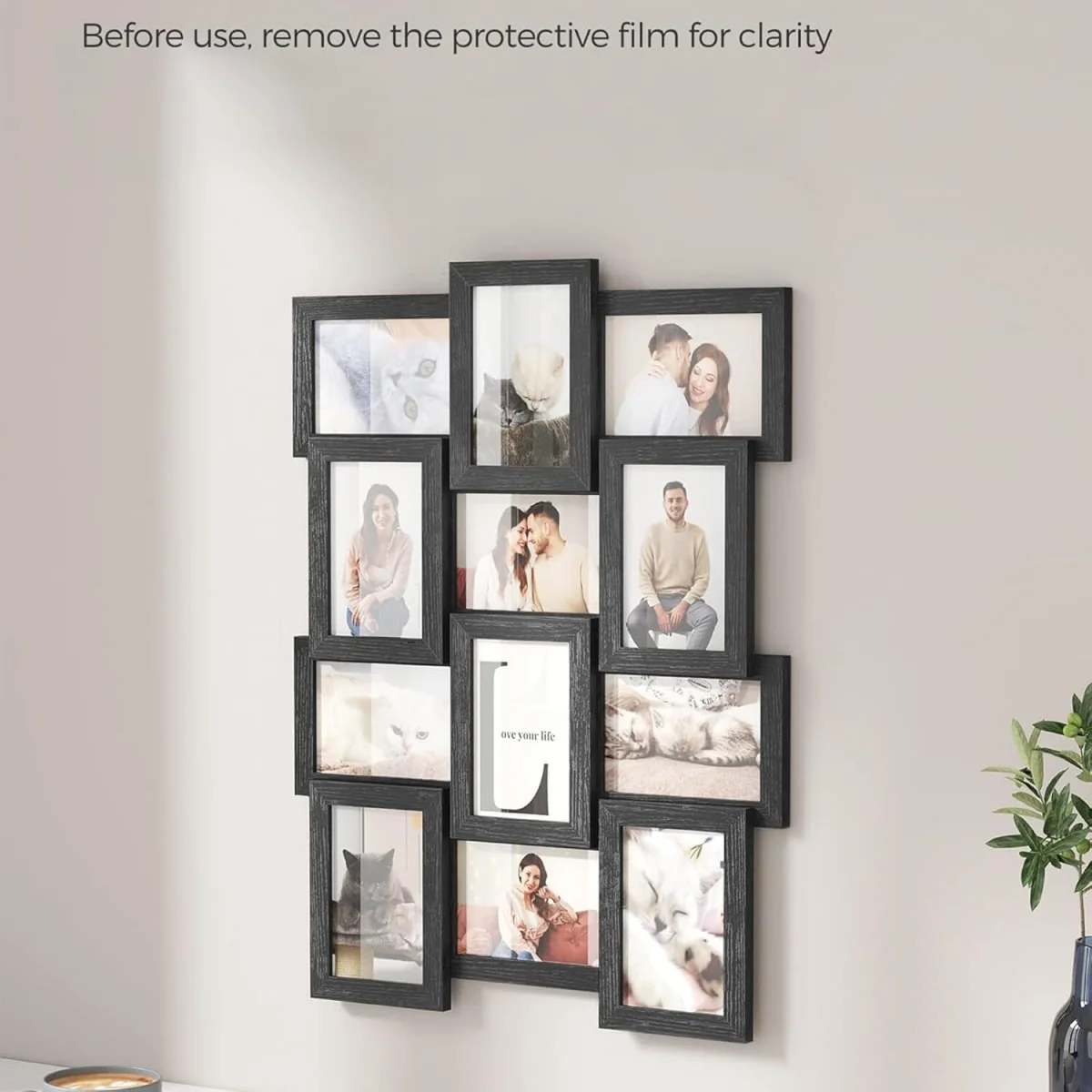 SONGMICS 12 Photo MDF Collage Frame Glass Front - Black – image 2