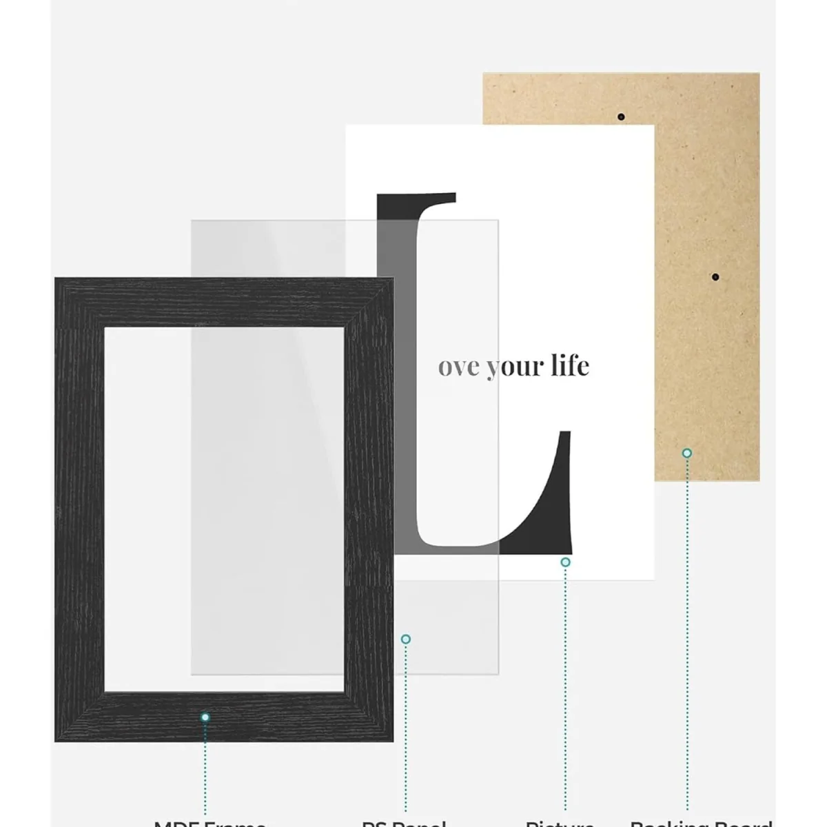 SONGMICS 12 Photo MDF Collage Frame Glass Front - Black – image 6