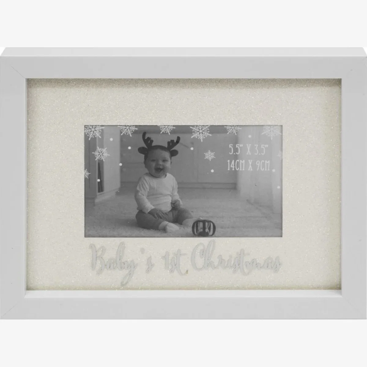 Glitter Mount Frame 'Baby's First Christmas' Inches - White