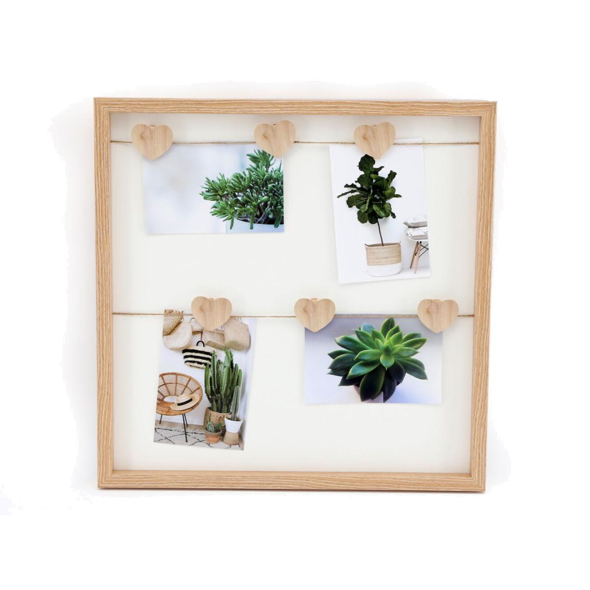 Six Heart Peg Photo Frame - White