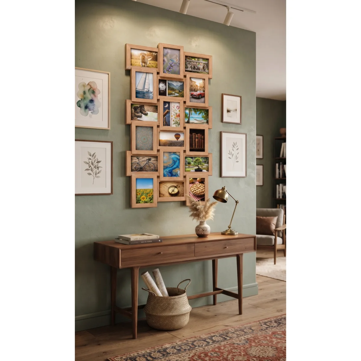 18 Multi Photo Frame Wood Oak 88x45Cm - Natural Wooden Oak – image 2