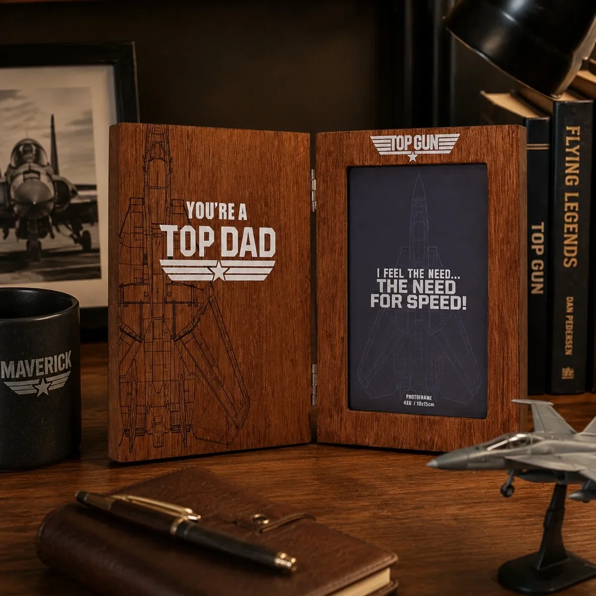 Top Gun Top Dad Folding Photo Frame - Brown – image 5
