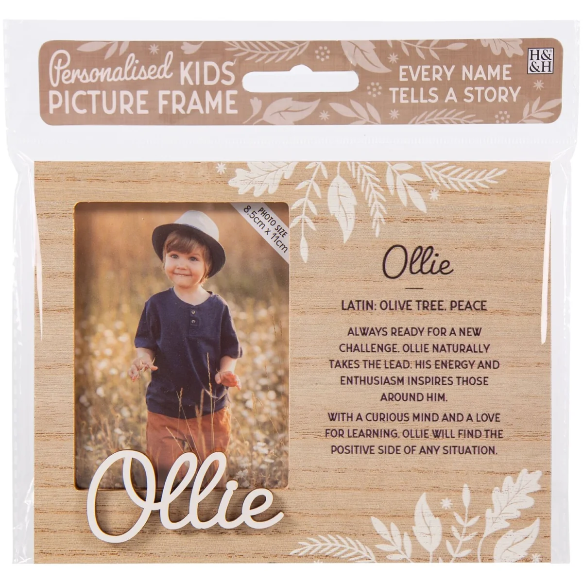 Ollie Pre-personalised Child's Picture Frame - Light Brown – image 2
