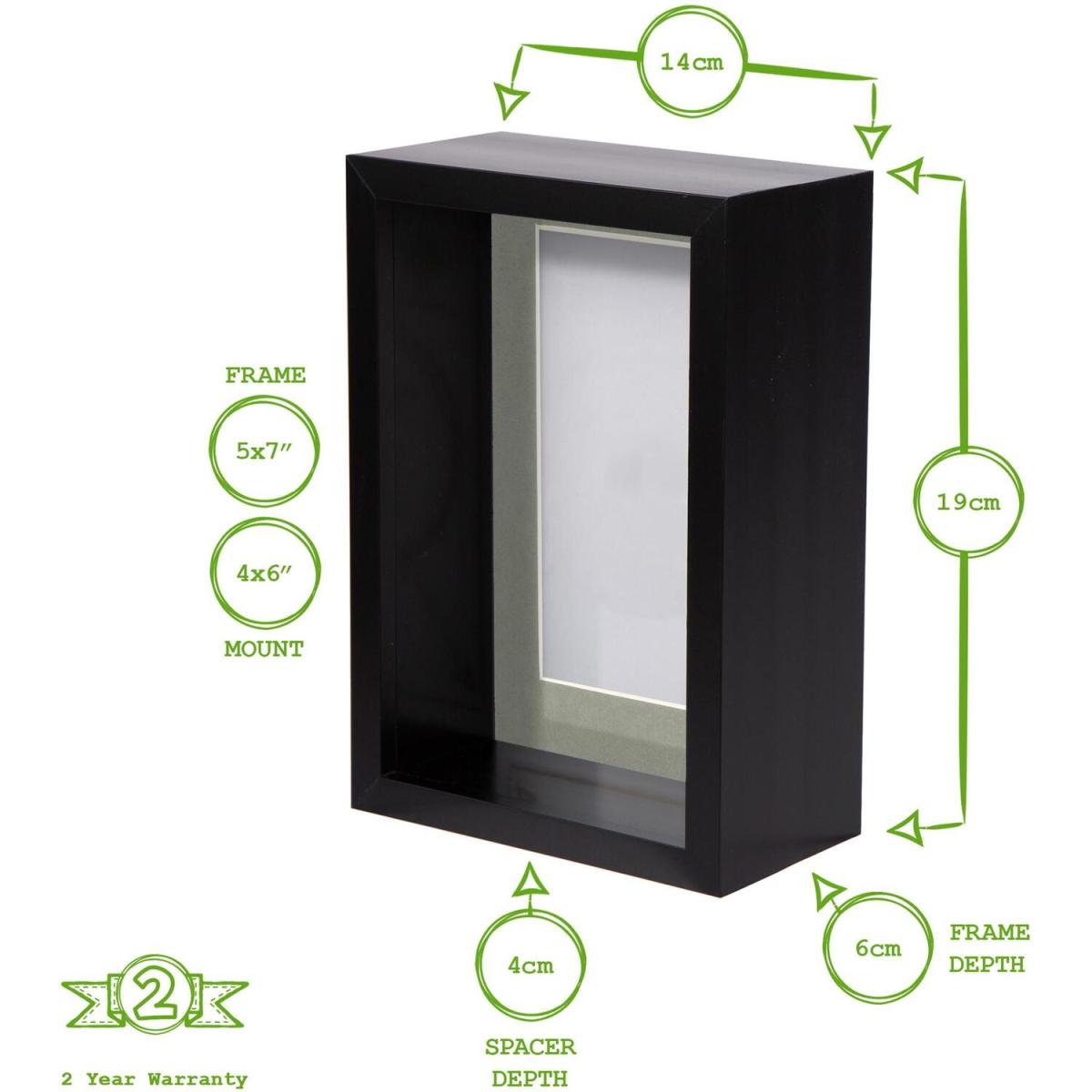 5" x 7" 3D Deep Box Photo Frames - 4" x 6" Mount - Pack of 2 - White/Ivory / 18cm – image 3