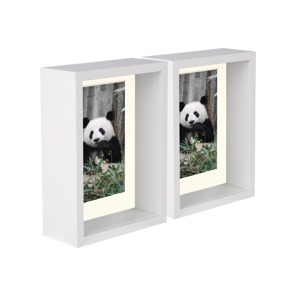 5" x 7" 3D Deep Box Photo Frames - 4" x 6" Mount - Pack of 2 - White/Ivory / 18cm – image 1