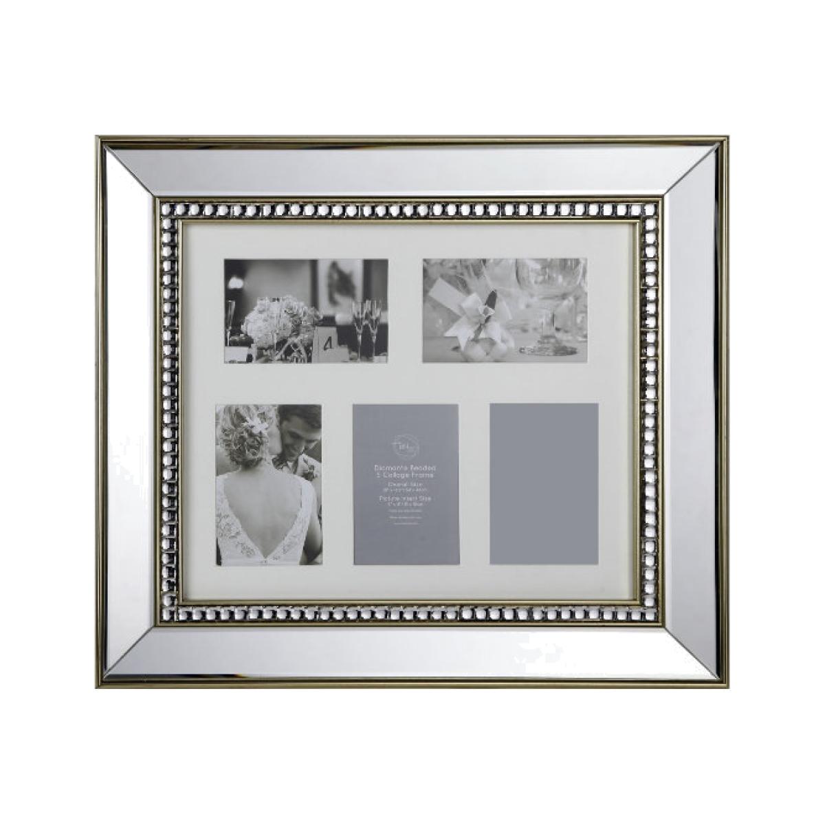 Diamante Beaded 5 Collage Frame - Silver