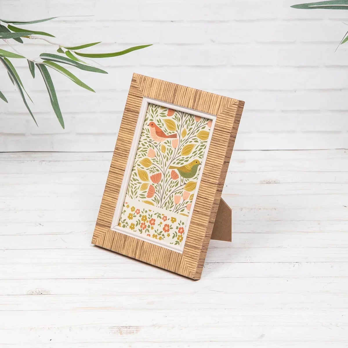 Ribbed Rattan Effect Photo Frame - Natural