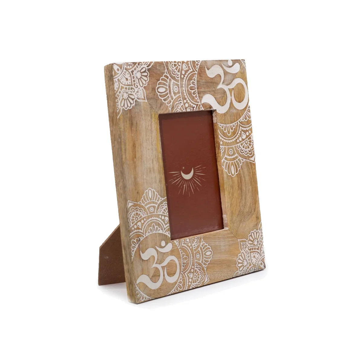 White Mango Wood Mandala Picture Frame for 10x15cm Photos - Brown