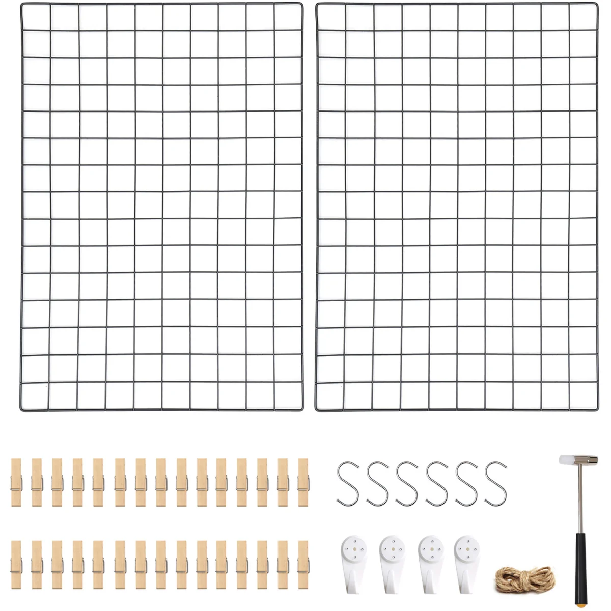 SONGMICS Wire Mesh Photo Display Panels Set of 2 Grid Wall Decor - Black – image 4