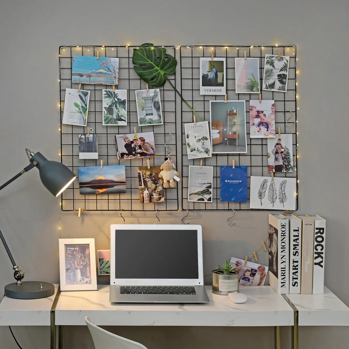 SONGMICS Wire Mesh Photo Display Panels Set of 2 Grid Wall Decor - Black – image 5