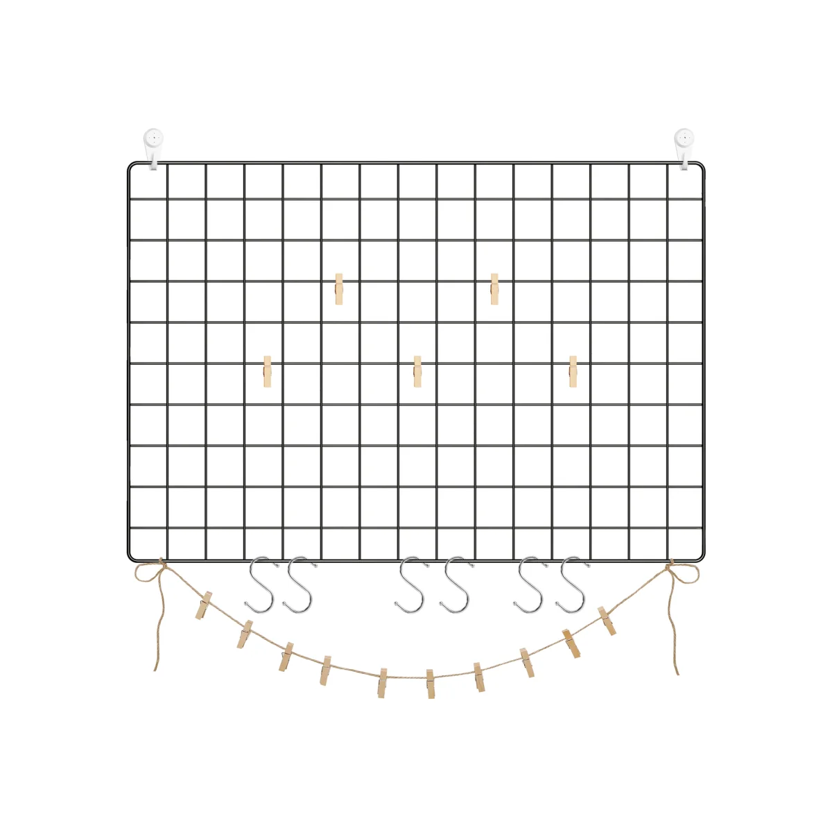 SONGMICS Wire Mesh Photo Display Panels Set of 2 Grid Wall Decor - Black – image 1