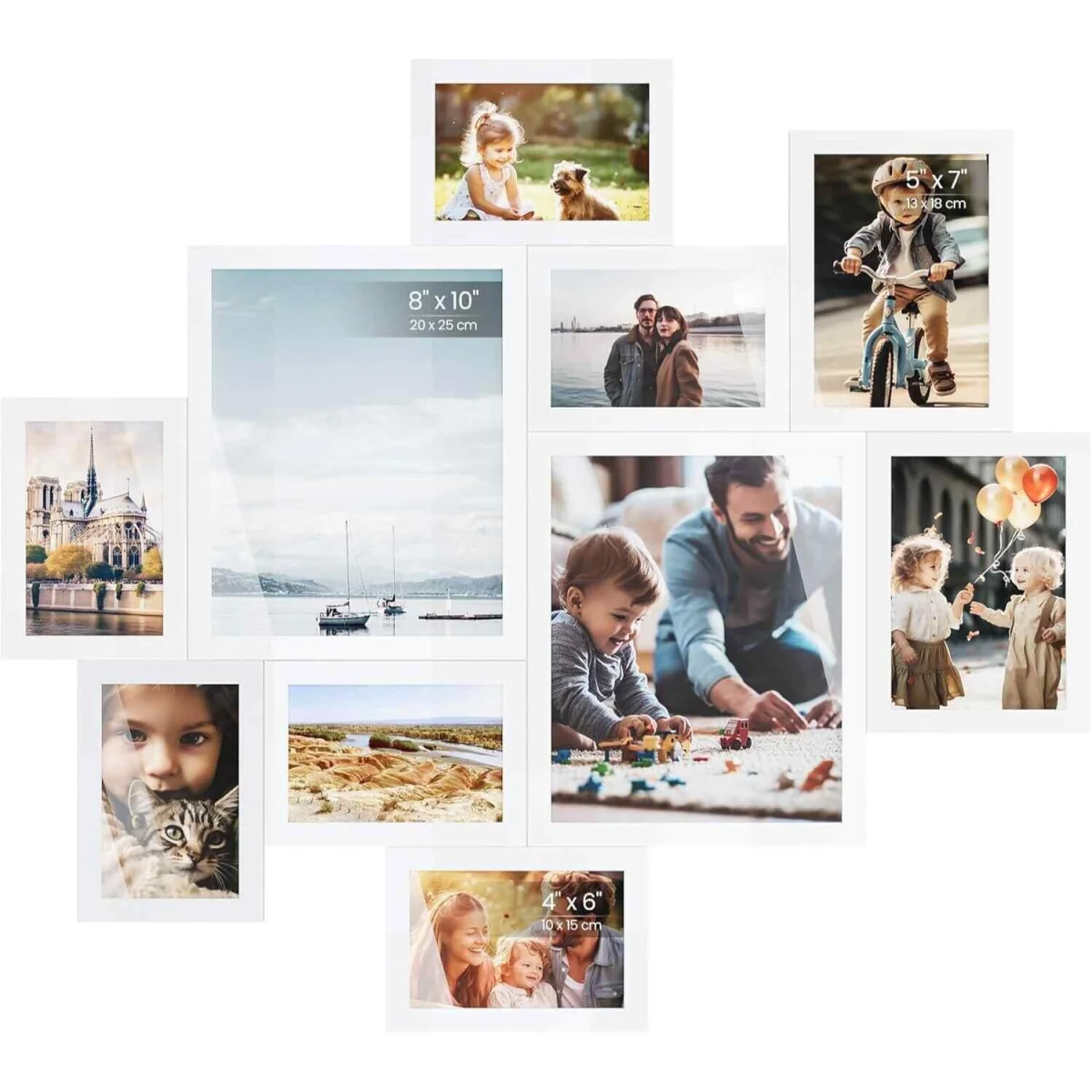 Set of 10 Photo Collage Frames Tool Free Assembly, White - White – image 2