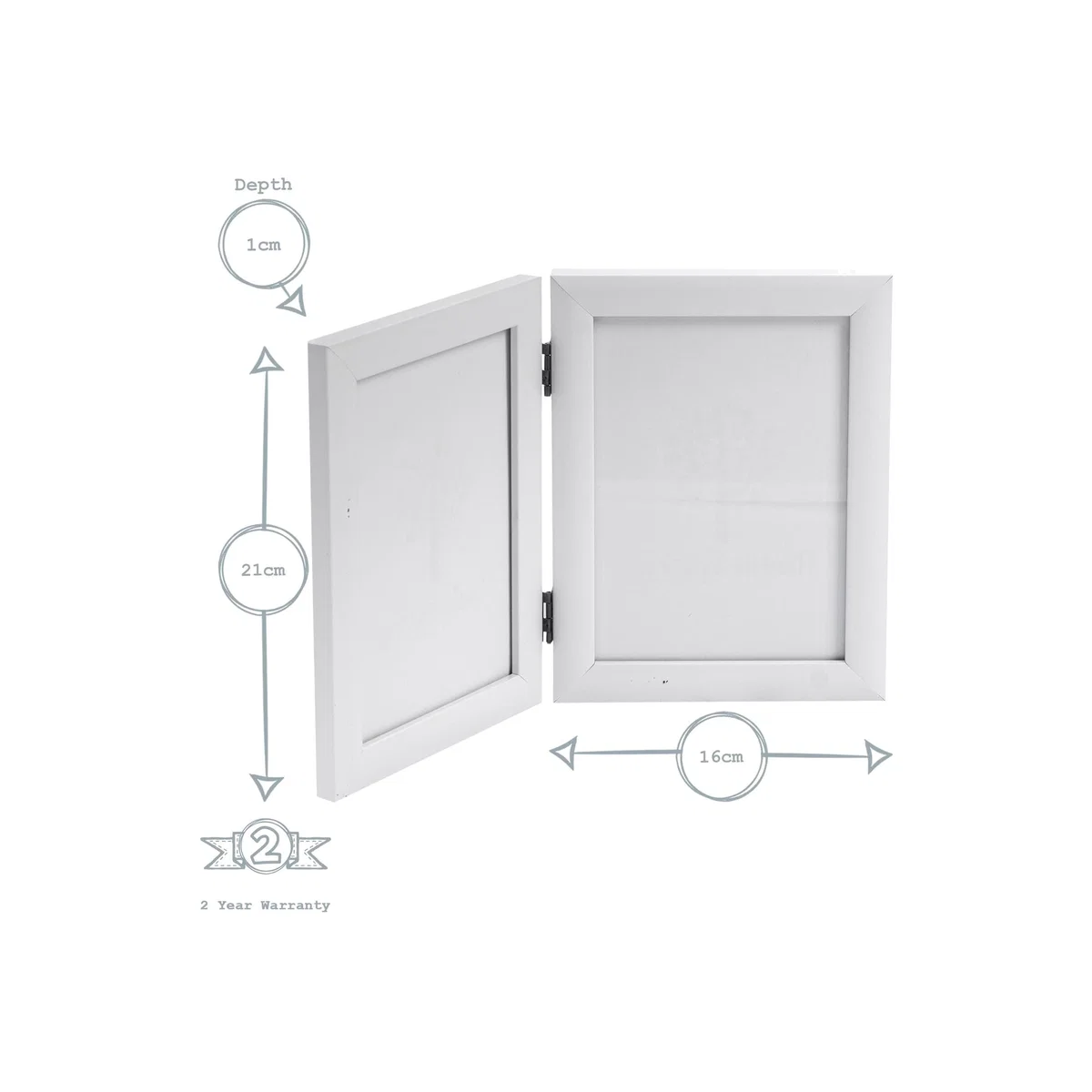 5x7" Folding 2 Photo Frame White - White