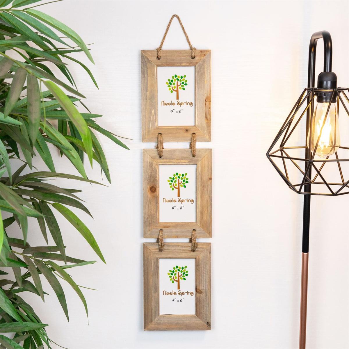 4x6" Rustic Wooden Hanging Photo Frame Natural - Brown – image 6