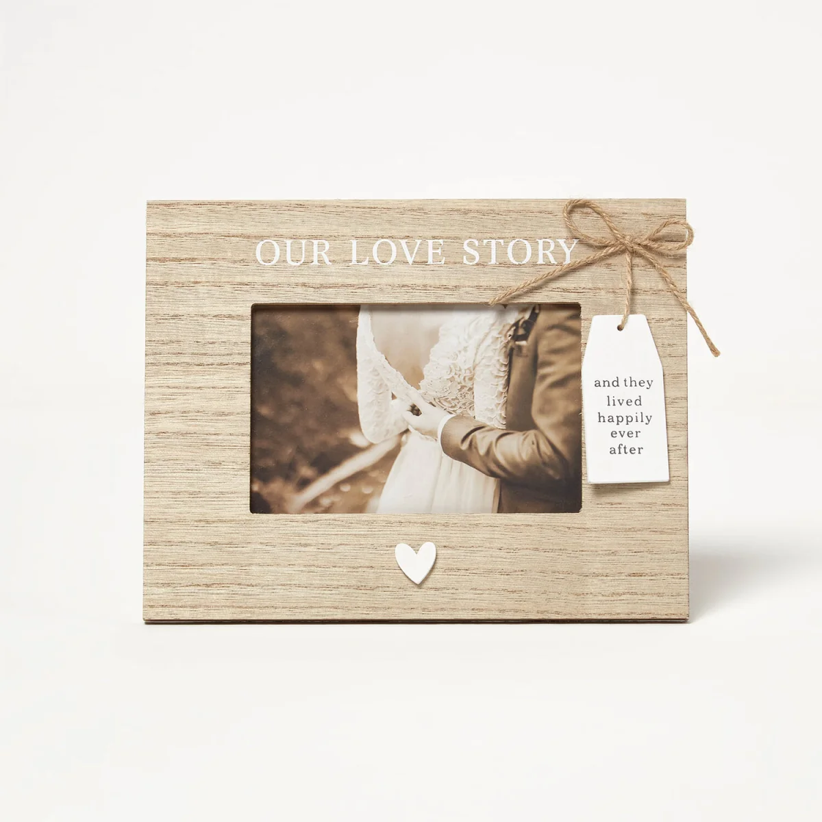 Love Story Wood Grain Photo Frame  4x6 - Neutral – image 2