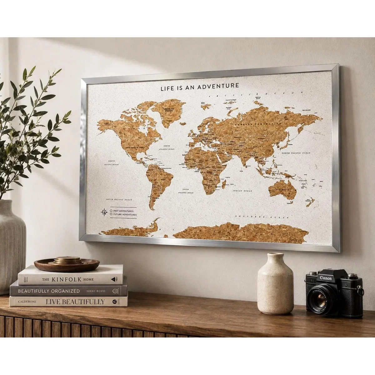 Splosh Travel Map World Framed Silver - Silver – image 2