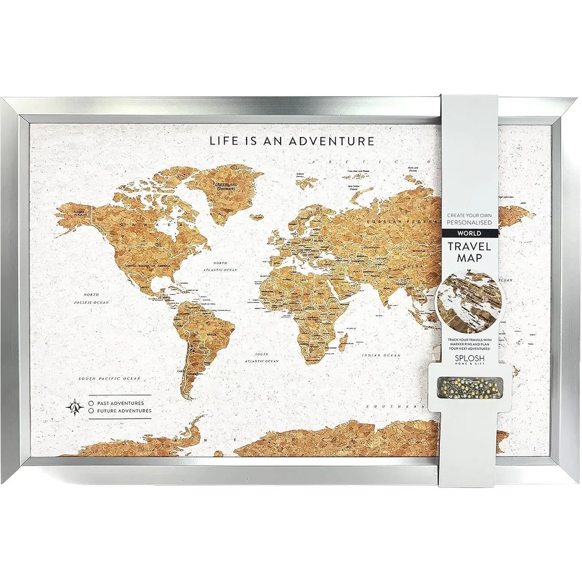 Splosh Travel Map World Framed Silver - Silver – image 5