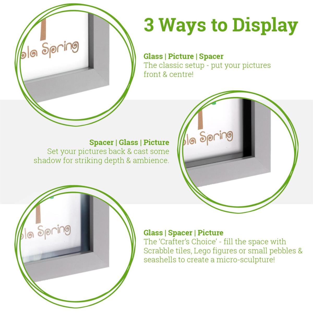 3D Box Photo Frames - 6" x 6" - Grey - Grey – image 4