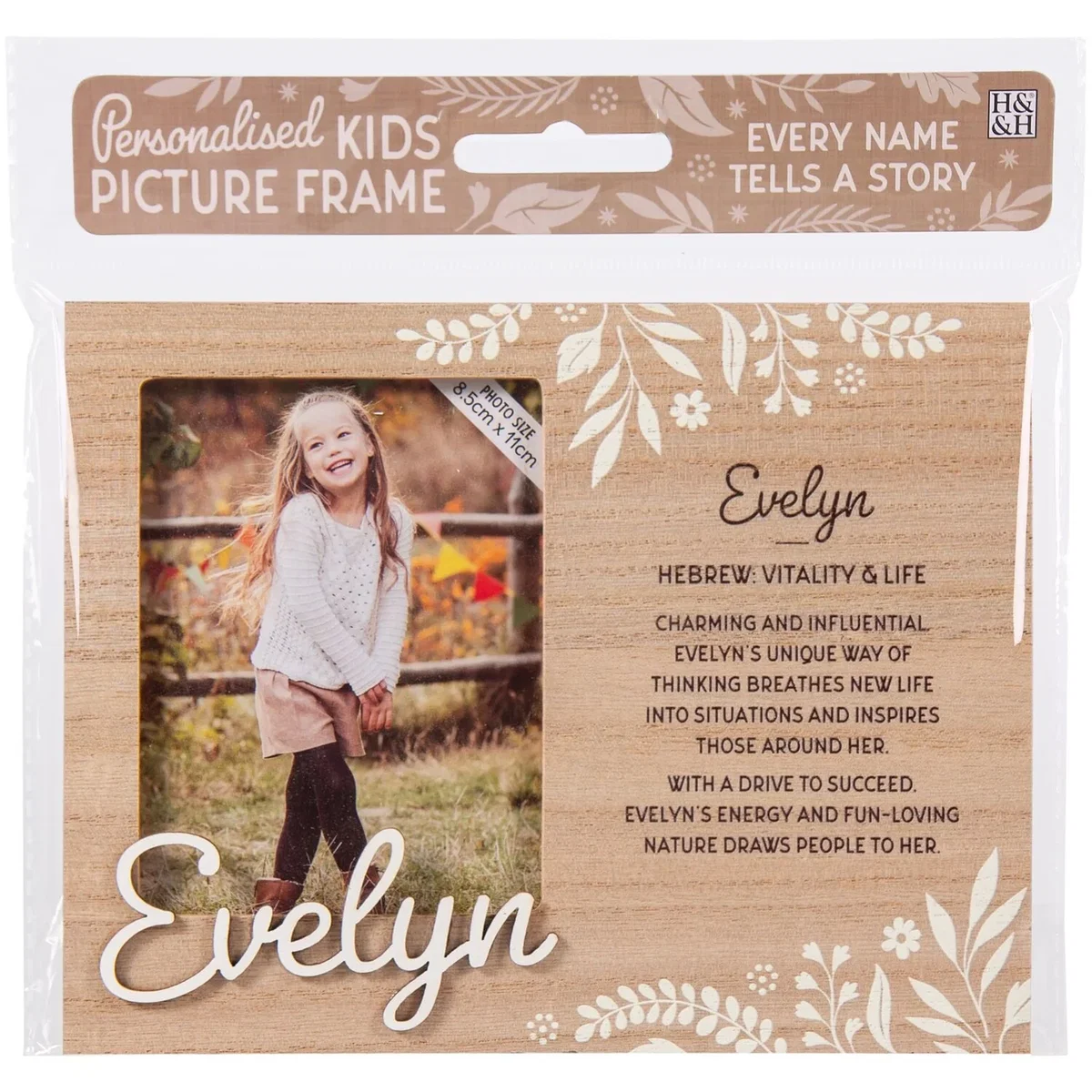 Evelyn Pre-personalised Child's Picture Frame - Light Brown – image 2