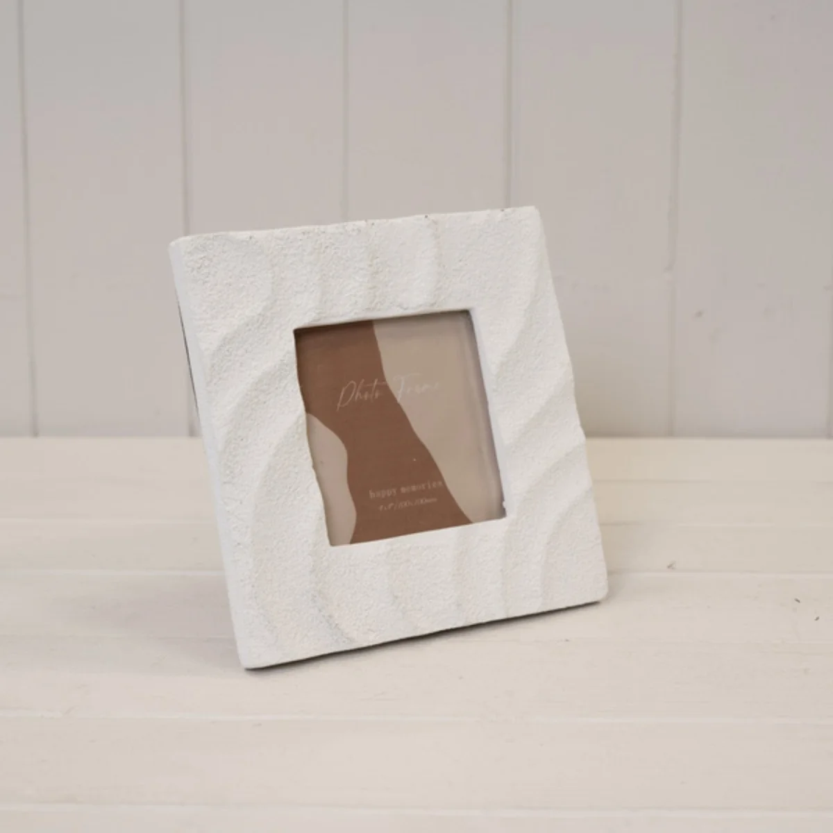 Fresh White Sandy Textured Square Photo Frame - White – image 1